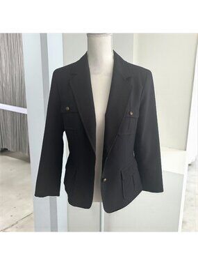 NY & CO Black Button Collared Jacket Blazer Size 8